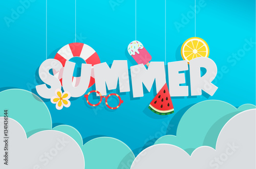 Hello summer greeting, summer background