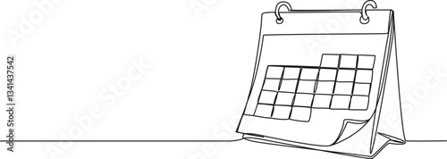 continuous single line drawing of a desk calendar, line art vector illustration