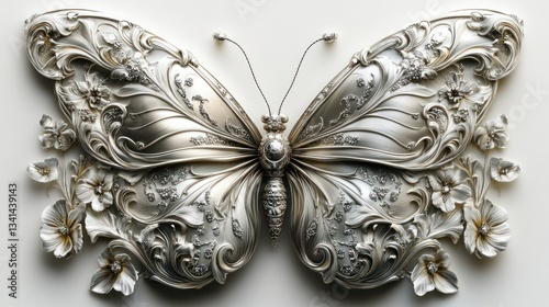 Wallpaper Mural Ornate Silver Butterfly: A Masterpiece of Sculpted Elegance Torontodigital.ca