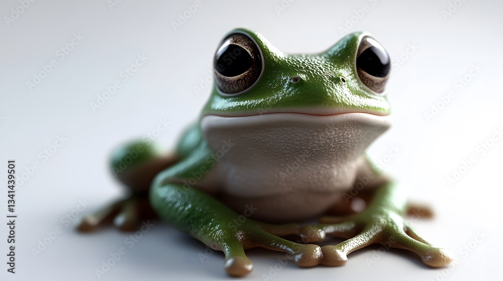 Obraz premium 3d cartoon frog, very clean clear white background