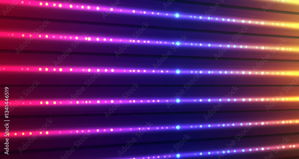 Obraz premium Colorful glowing light beams shine creating vibrant and energetic scene