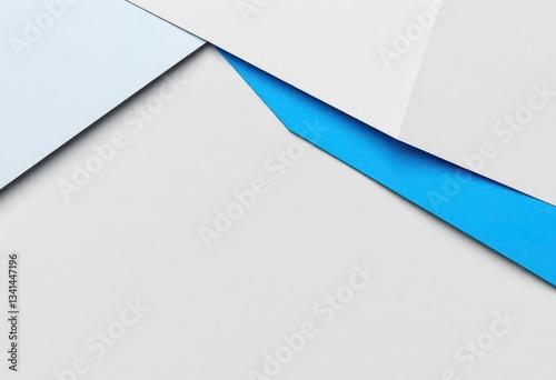 Abstract gray and blue paper geometric shapes, overlapping layers, copy space, backdrop,  elegant