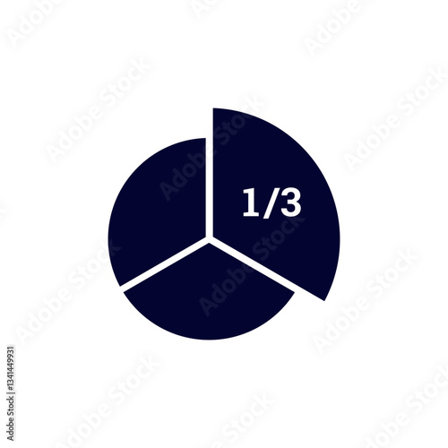 Pie chart with a one third section highlighted, illustrating division in a clear, simple style.