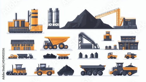 Mining and Construction Equipment Icons.