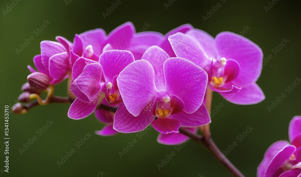 Beautiful pink orchid flowers on a green background close-up
Beautiful pink orchid flowers on a green background close-up