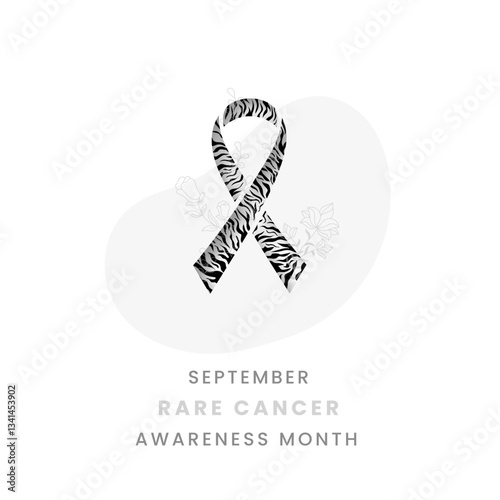 Rare cancer awareness Month background with Original Zebra Colored Black and White ribbon.