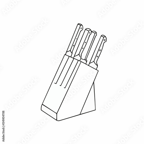 A set of kitchen knives arranged neatly in a block on a clean countertop