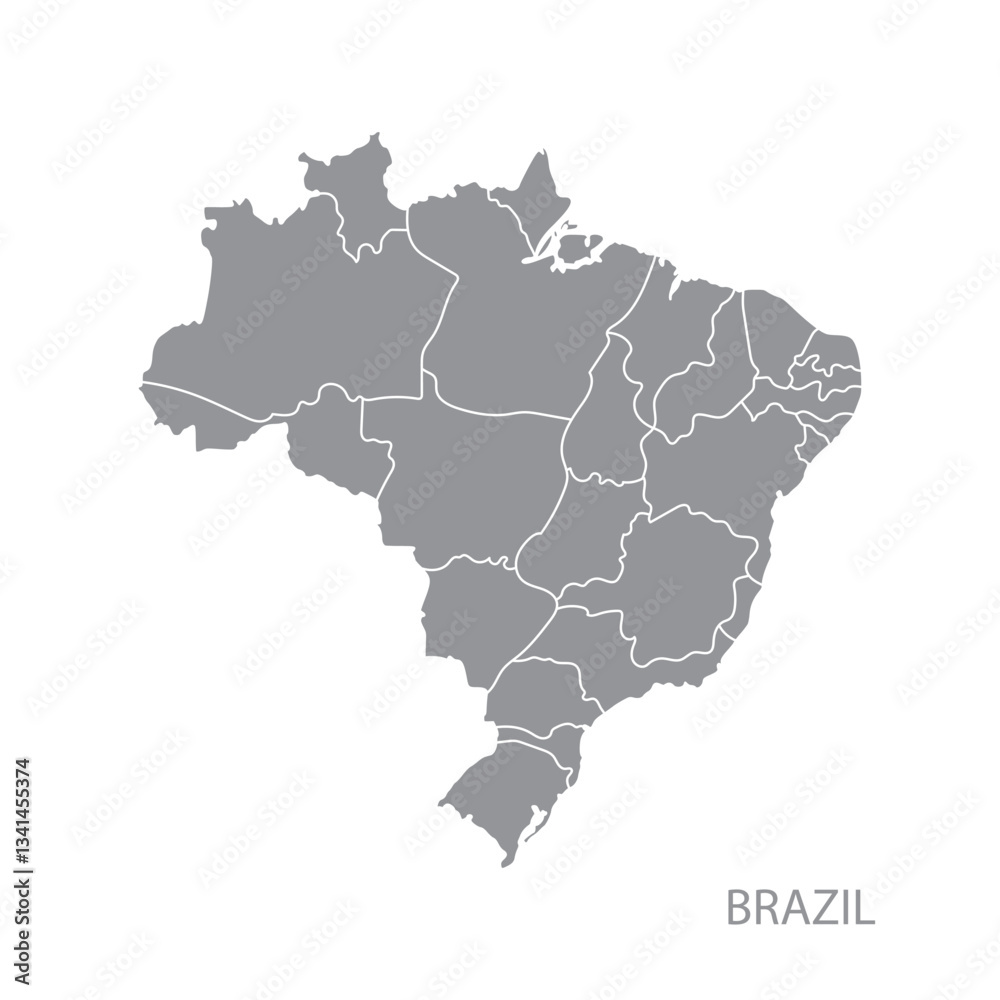 brazil map vector grey brazil map vector grey