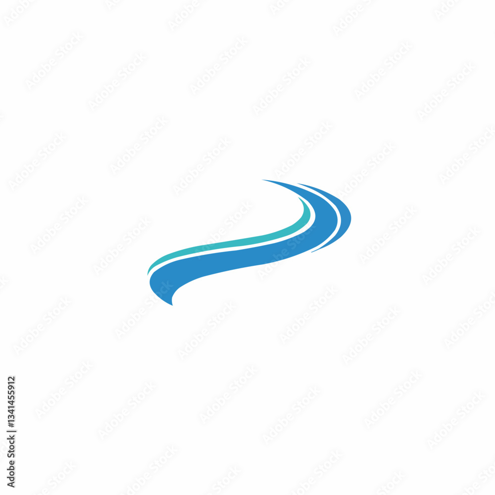 Abstract wave design in blue and teal colors with a clean white background Abstract wave design in blue and teal colors with a clean white background