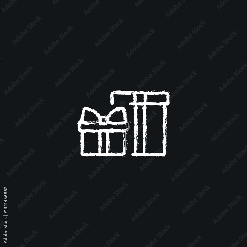 Two gift boxes chalk icon. Vector isolated black illustration. Two gift boxes chalk icon. Vector isolated black illustration.