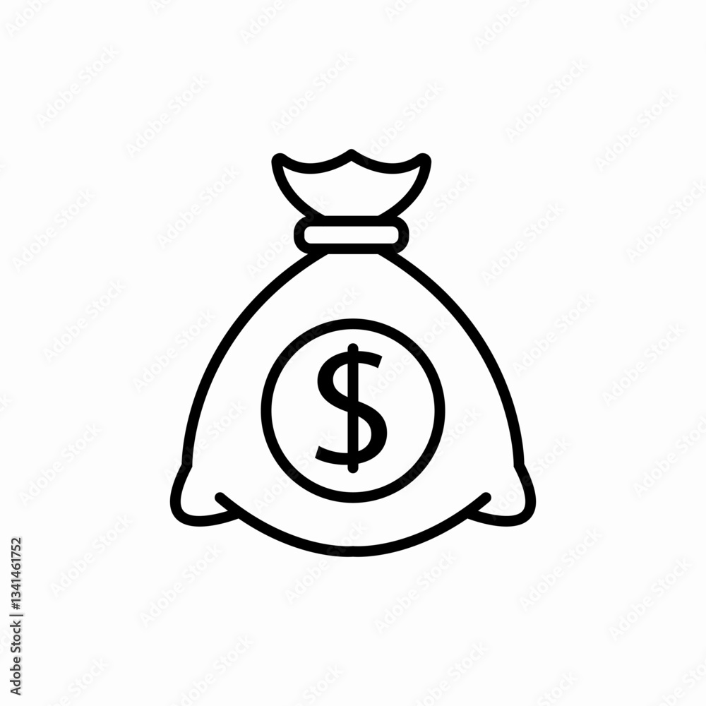 Money bag finance icon vector sign Money bag finance icon vector sign
