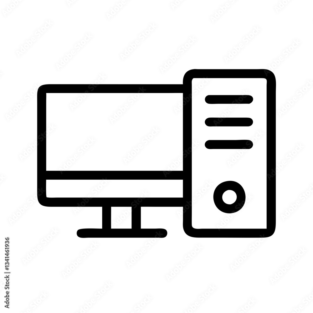 Computer setup editable outline icon design. Computer setup editable outline icon design.