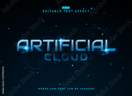 artificial cloud blue Digital Futuristic Text Effect, Shiny, Metallic, and Sci Fi Inspired