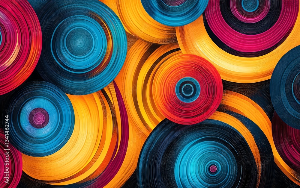 A dynamic and colorful abstract design with circles and lines interwoven, forming an eyecatching and engaging pattern full of energy A dynamic and colorful abstract design with circles and lines interwoven, forming an eyecatching and engaging pattern full of energy