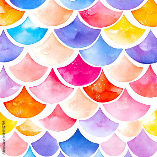 Watercolor background of fairy fish scales. Mermaid scales background. Elements for decorating cards, invitations, wrapping paper. 