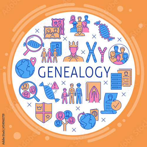 Genealogy and DNA round concept banner