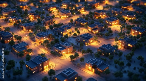 digital isometric illustration of an illuminated desert city
