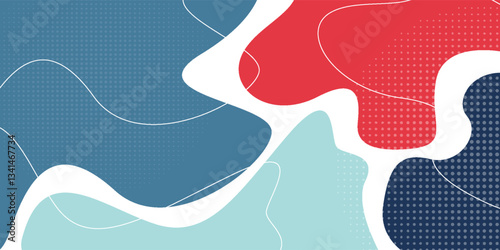 Colorful fluid abstract background with blue and red solid color on white background.