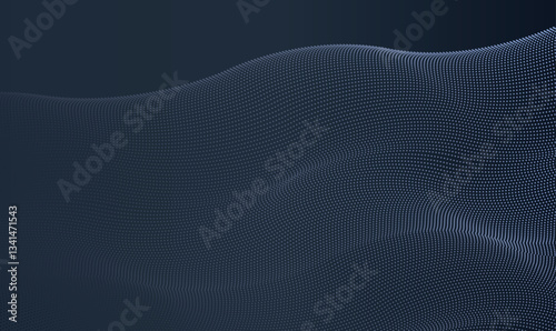 Abstract blue wave design with dots and lines, Vector illustration.