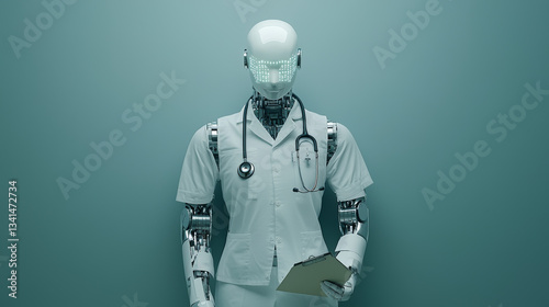 A white humanoid robot doctor