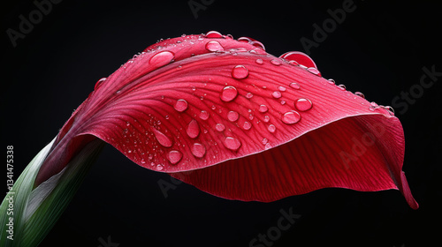 red flower with water drops