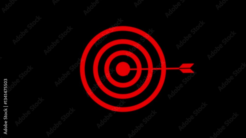 arrow target icon, Hand drawn target with an arrow hitting the target black background. arrow target icon, Hand drawn target with an arrow hitting the target black background.