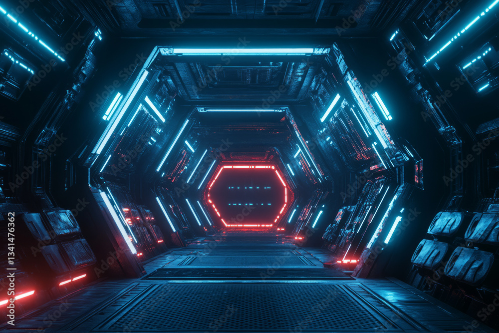 A bold, digital-inspired 3D background featuring thick, metallic hexagons connected by illuminated lines. The dark, futuristic aesthetic combined with glowing accents makes it perfect for sci-fi,