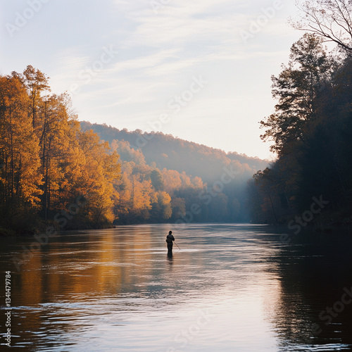 Allie Vannoy fly fishing in the Hiwassee River