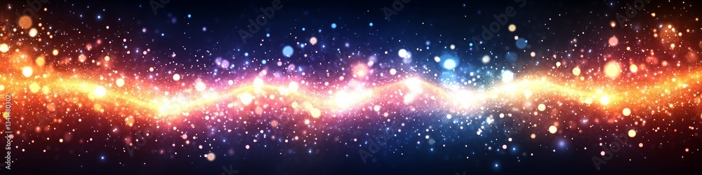Obraz premium Abstract Wavy Energy Flow with Vibrant Colors and Bokeh Background, Digital Illustration
