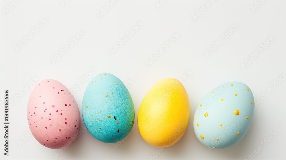 Fototapeta premium colorful easter eggs on a white background, copy space for text