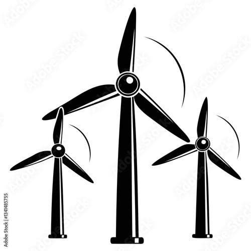 Wind turbine on a white background showing renewable energy and clean technology