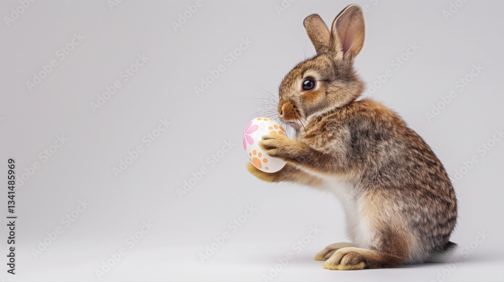 Obraz premium bunny with easter eggs, cute background copy space for text