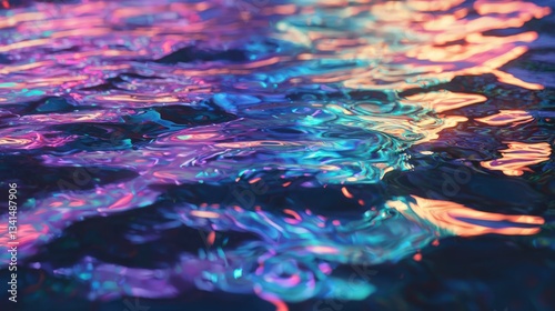 oil slick shimmering on water surface