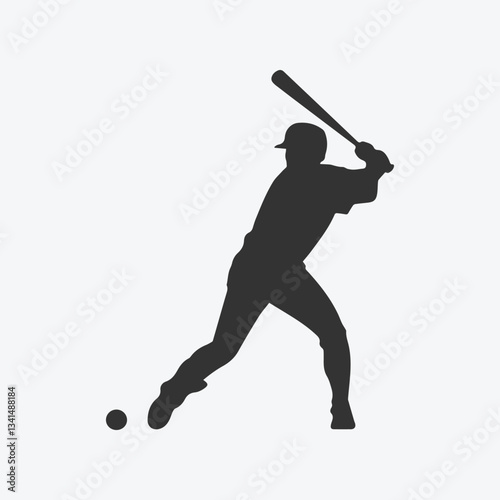 Baseball Batter in Action Silhouette
