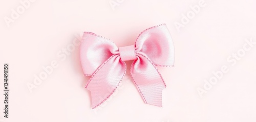 Delicate pink bow with mindful, demure aesthetic; cutesy, pastel design, vector, pretty