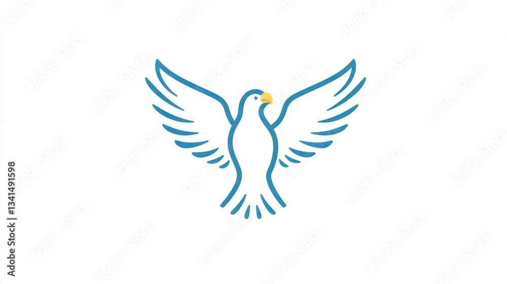 Obraz premium Dove in Flight; Simple Design