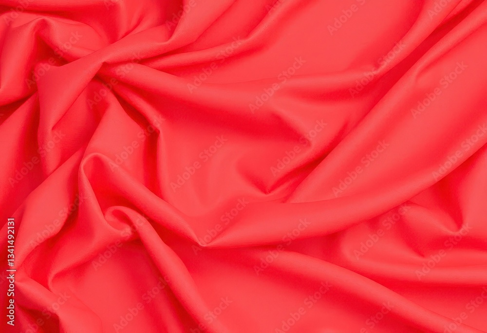 Obraz premium Draped coral fabric, soft folds, abstract texture, textile, coral