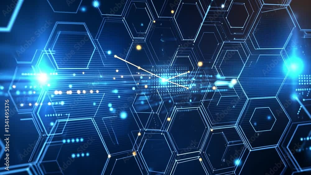 Futuristic glowing hexagonal pattern animation for technology background Futuristic glowing hexagonal pattern animation for technology background