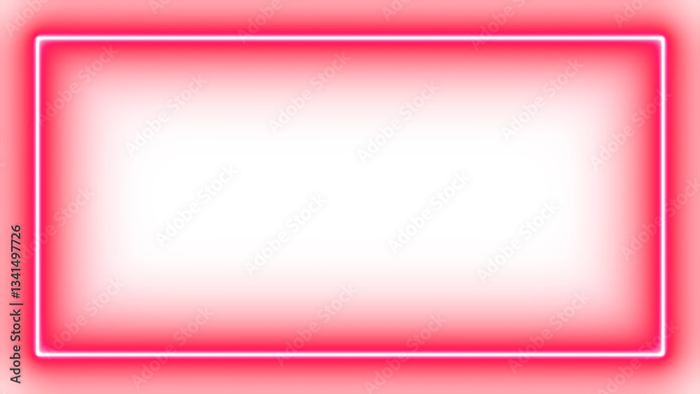 Fototapeta premium Red Neon Rectangle Frame on a transparent Background
