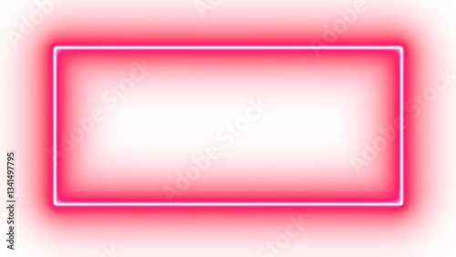 Red Neon Rectangle Frame on a transparent Background