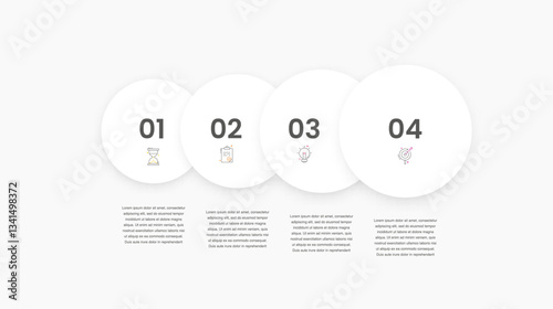 Circle vector infographic template with 4 steps and options for annual reports, presentations, advertising, chart. Modern business illustration.