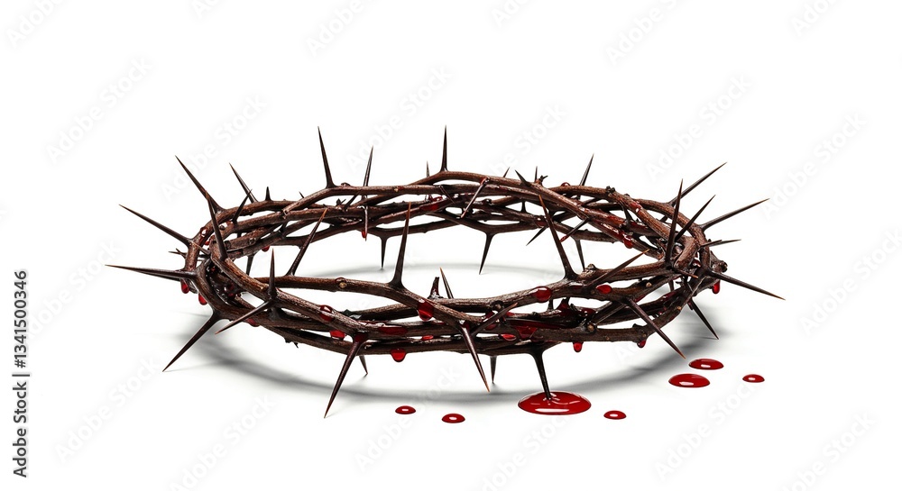 Thorned crown with blood.