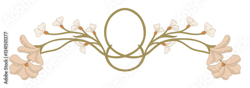Art Nouveau floral border. Decorative element. Vector.