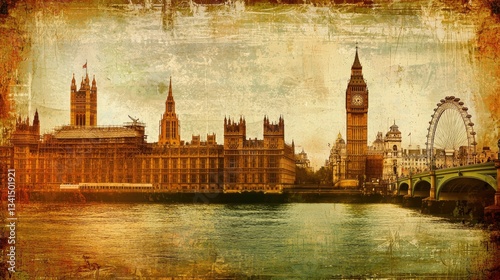 a background featuring famous landmarks with a vintage look.