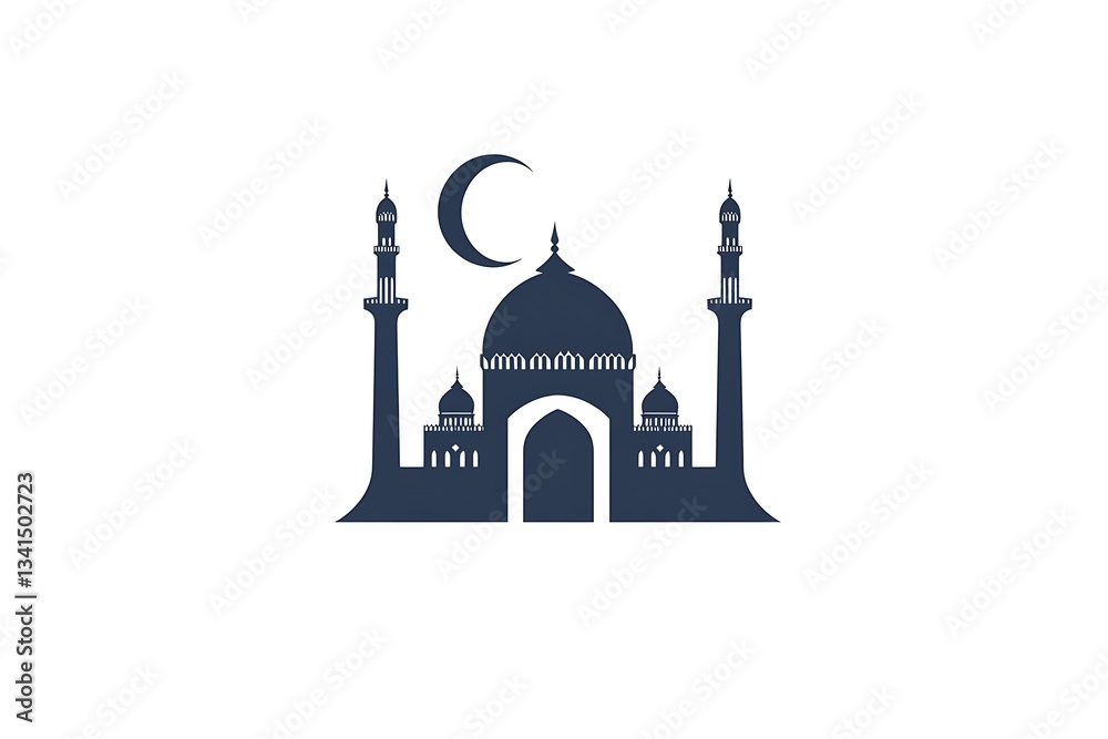 Fototapeta premium Simple silhouette of a mosque, perfect for Eid greetings.