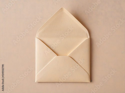 An open envelope with a flap is shown against a light beige background.
