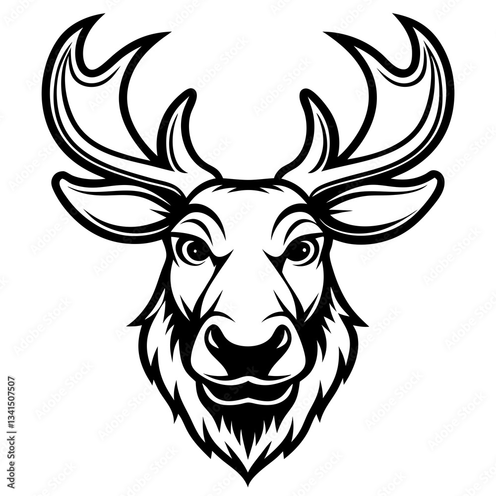 Fototapeta premium The intricate illustration of a majestic deer's head, exuding strength and natural elegance. It's a captivating depiction of wilderness