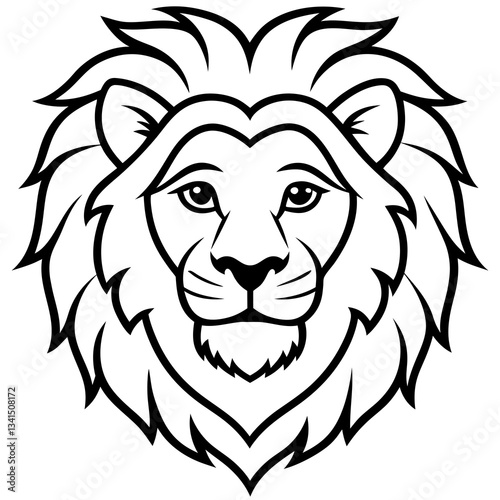 a detailed illustration of a majestic lion face with a bold, confident expression