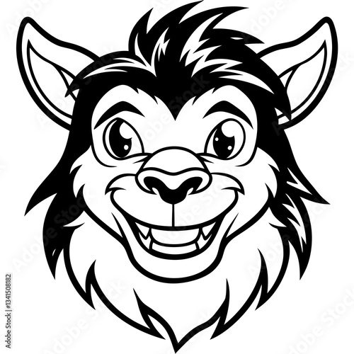 Happy werewolf mascot head cartoon illustration