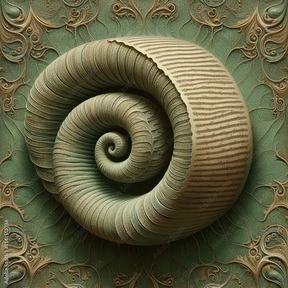 Obraz premium Ancient Scroll Shell – A textured scroll like pattern of fine